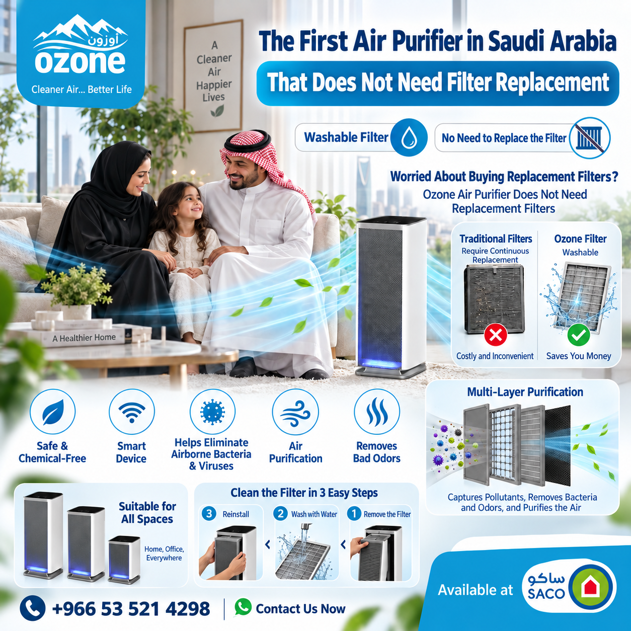 جهاز تنقية الهواء أوزون W200G